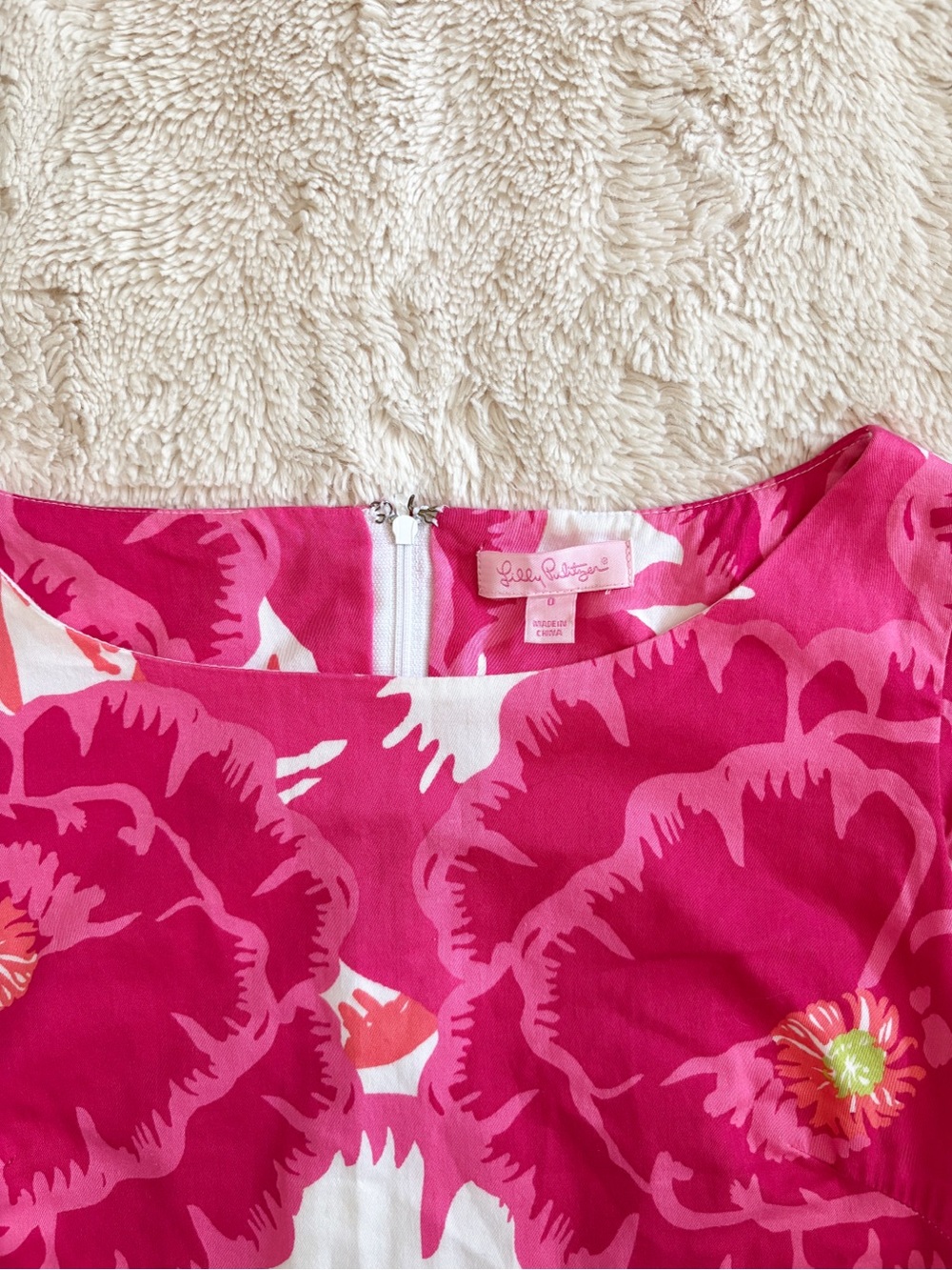 Lilly Pulitzer Pink Floral Shift Dress Size 0 Long Sleeve - Picture 2 of 4